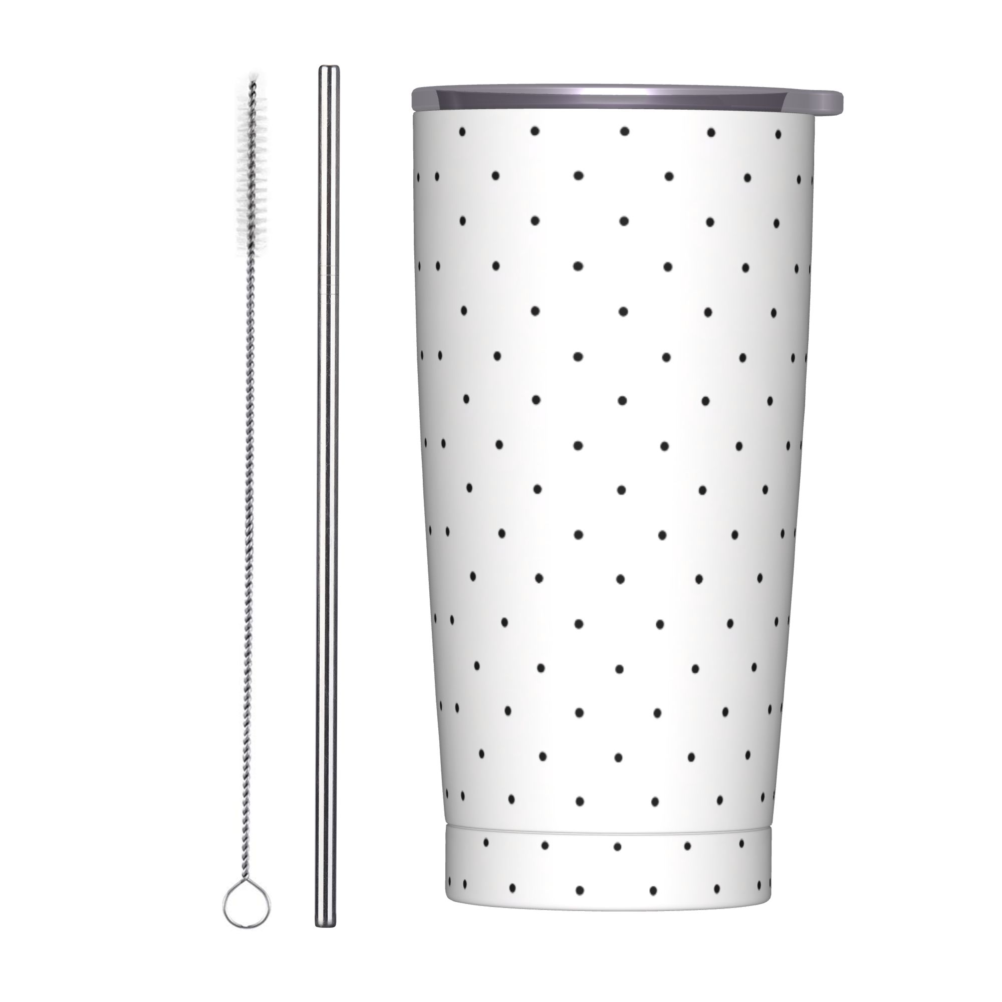 Black & White Polka Dot Patter - مراجعة Tumbler 20Oz White وسعره