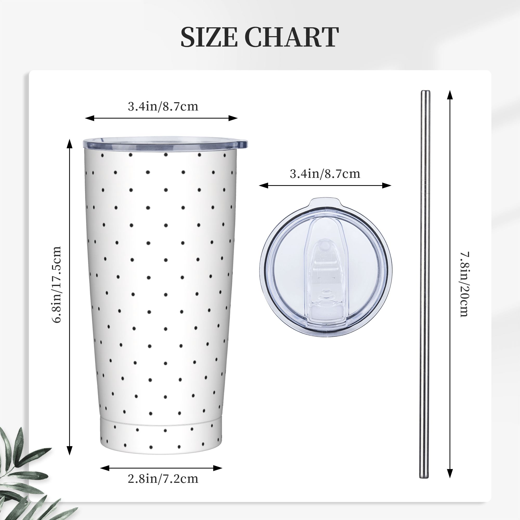 Black & White Polka Dot Patter - مراجعة Tumbler 20Oz White وسعره