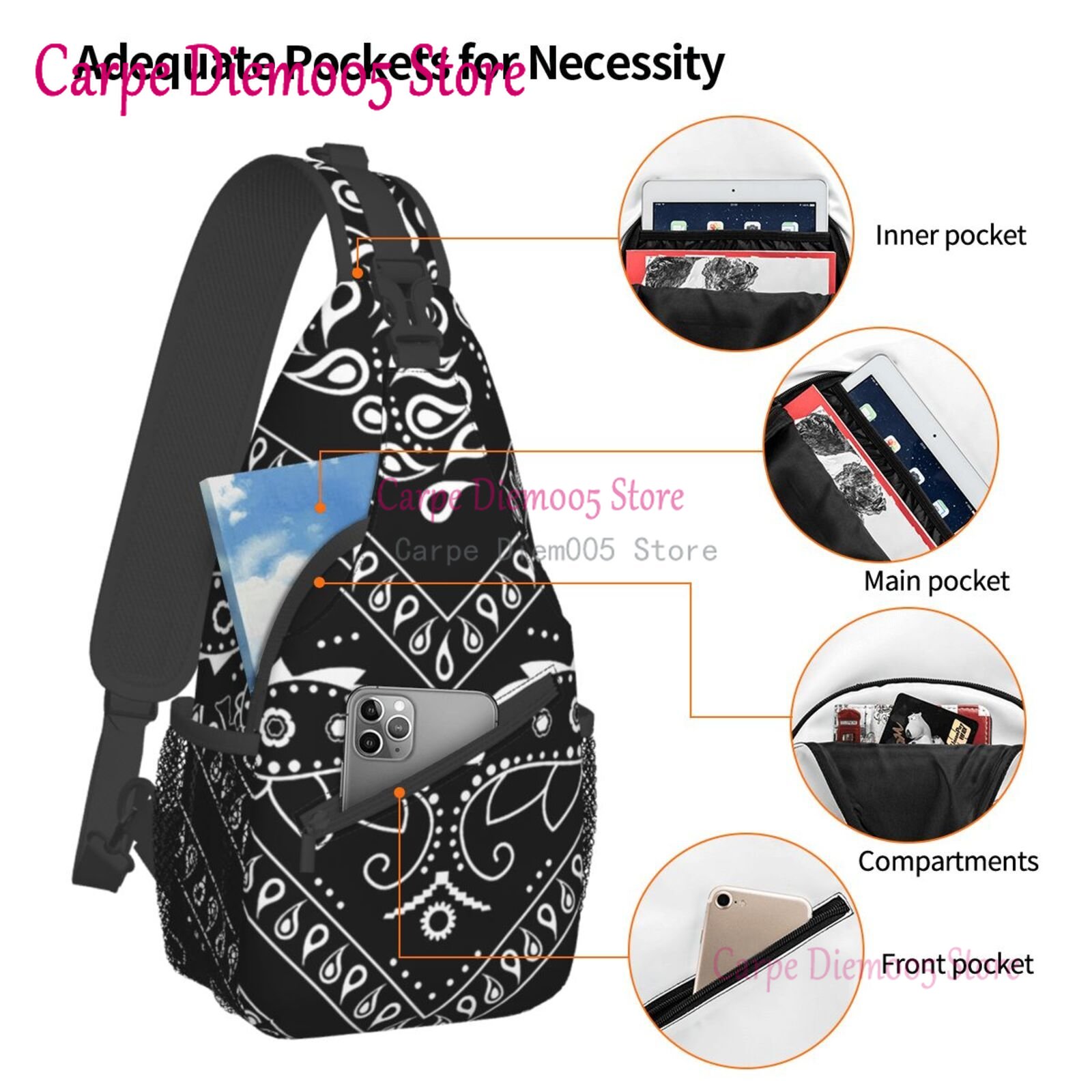 Black And White Paisley Chican - مراجعة Bandana Blank White وسعره