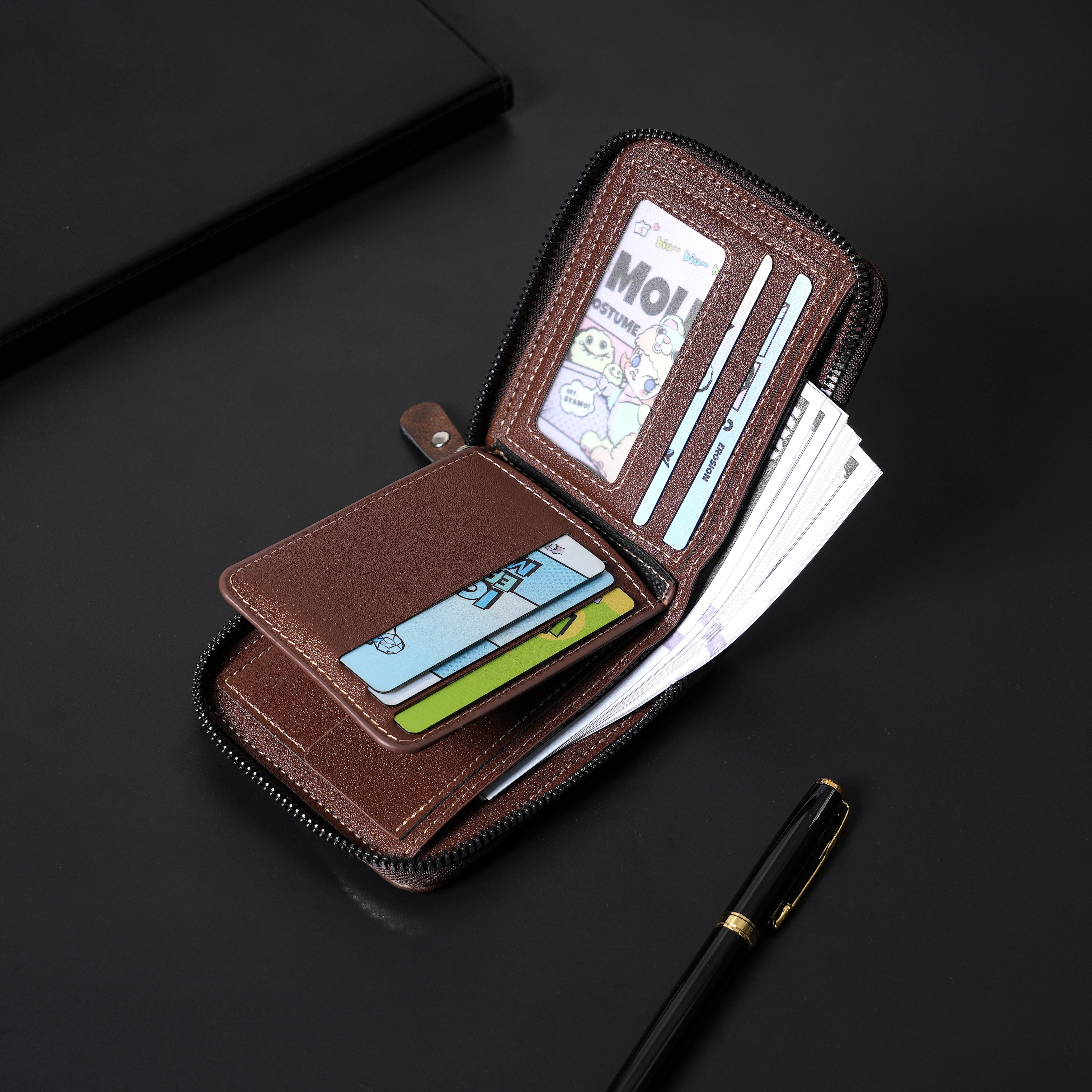New Men's Zipper Card Holder C - مراجعة Photo Acrylic Block وسعره