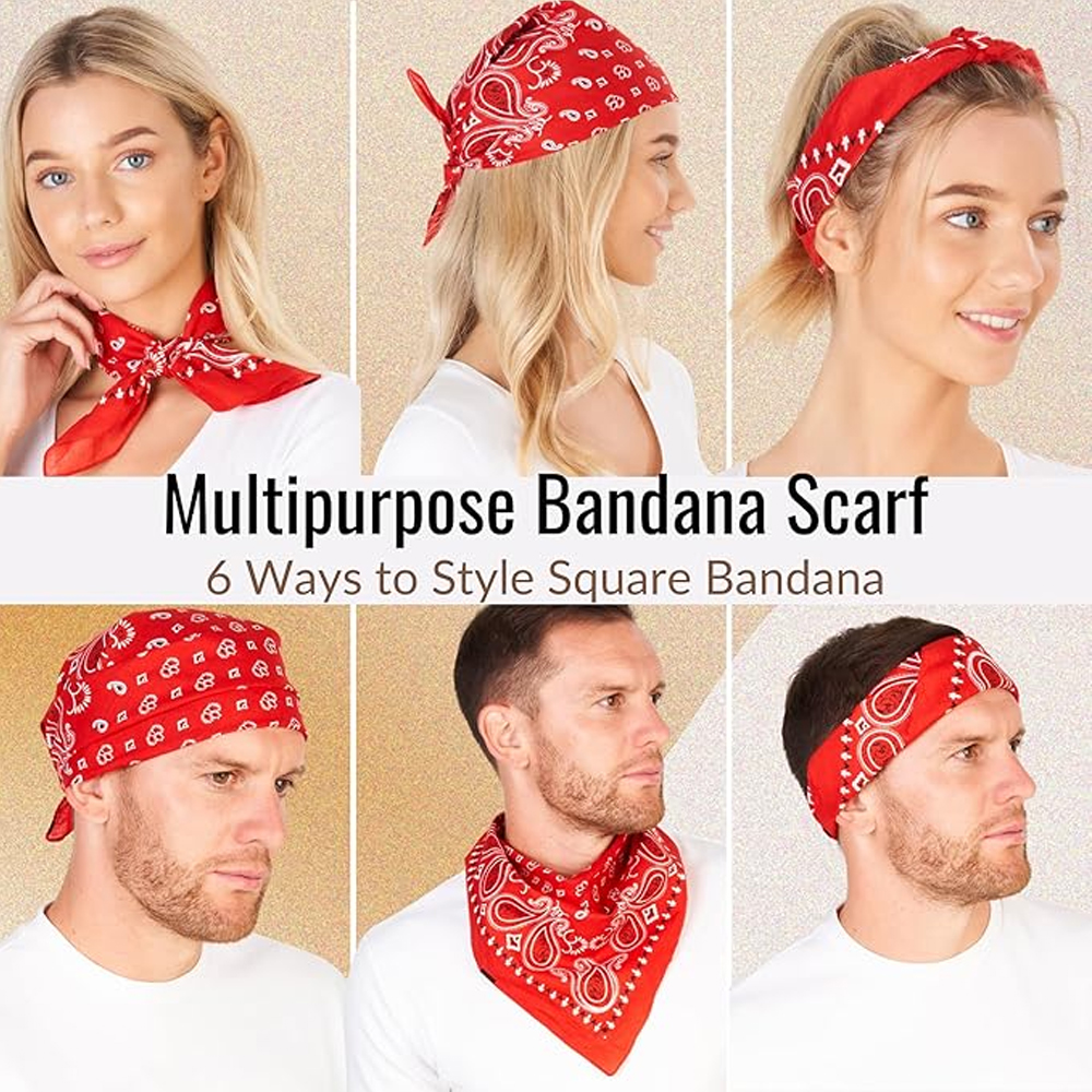Hip Hop Cowboy Paisley Scarf L - مراجعة Bandana Blank White وسعره