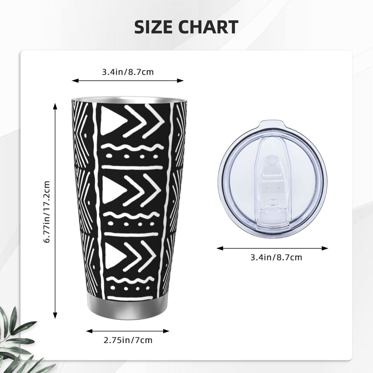 Black And White African Bogola - مراجعة Tumbler 20Oz White وسعره