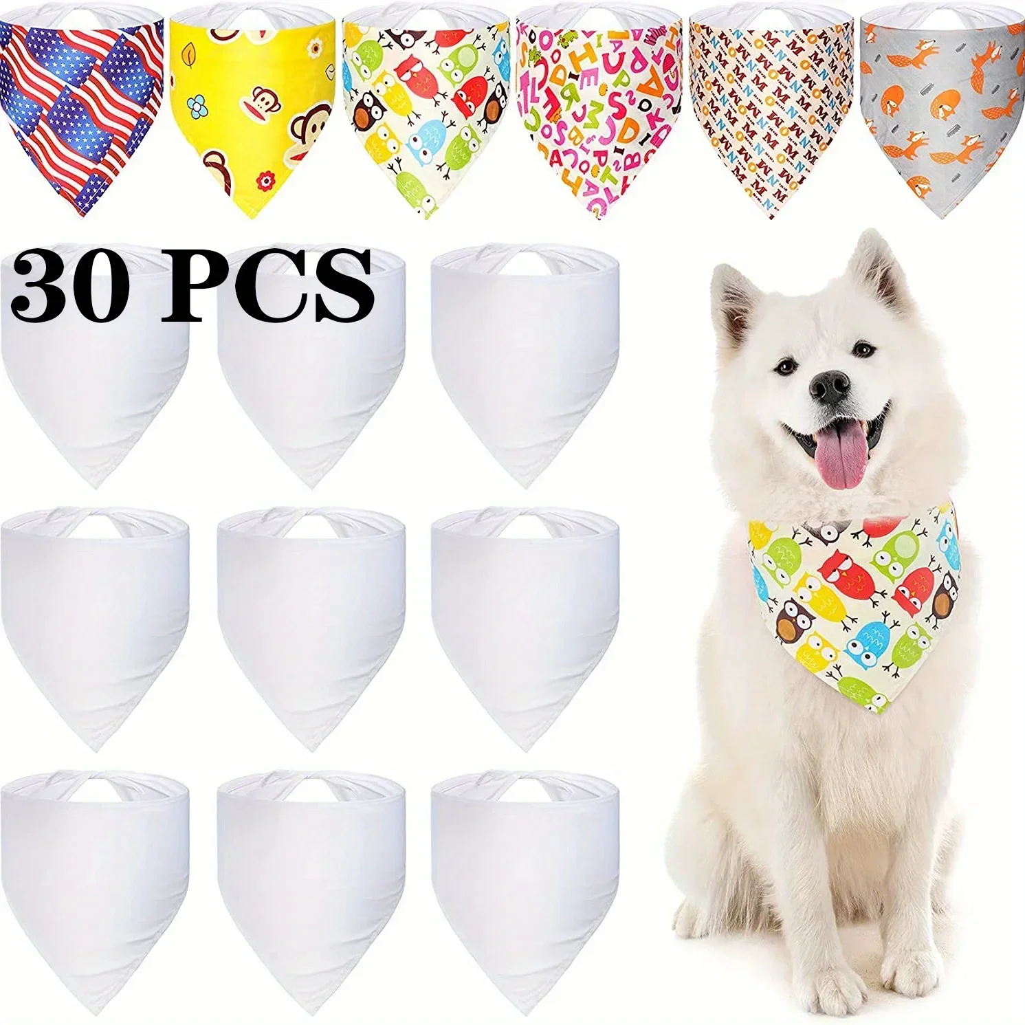 30pcs White Polyester Blank Do - مراجعة Bandana Blank White وسعره