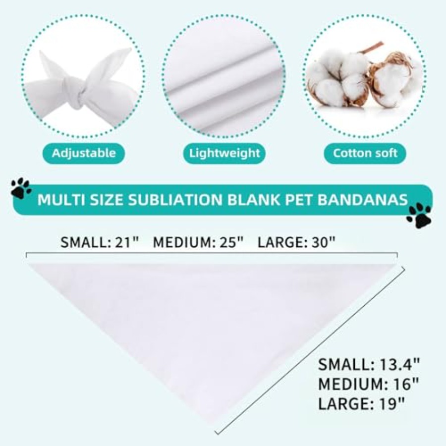 Blank Dog Bandanas Large-1PCS, - مراجعة Bandana Blank White وسعره