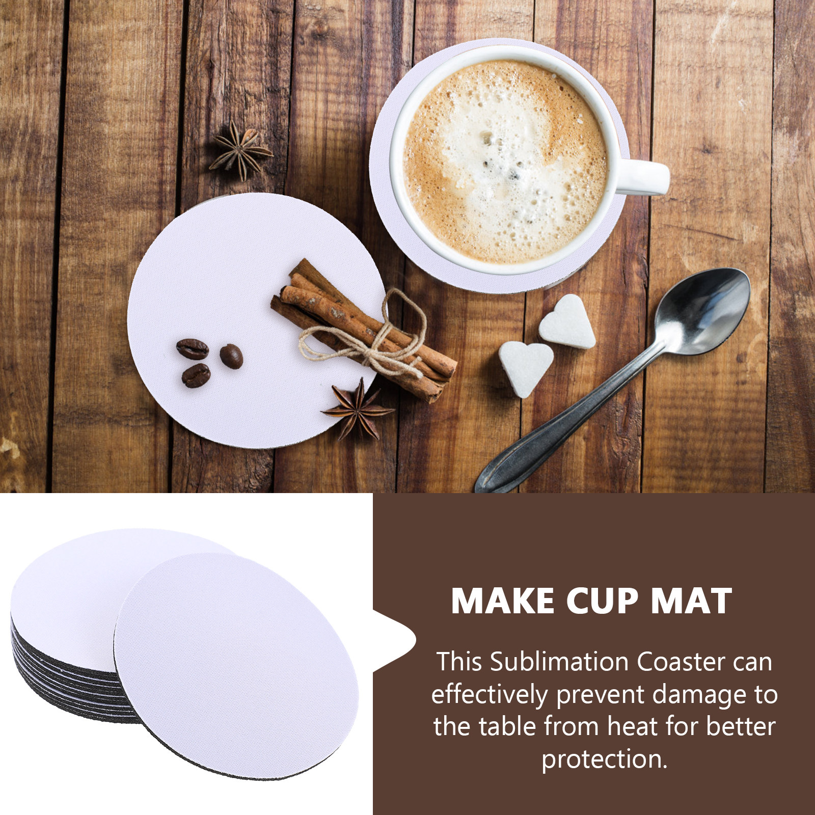 10Pcs Sublimation Cup Coasters - مراجعة Coaster Sublimation Blank وسعره