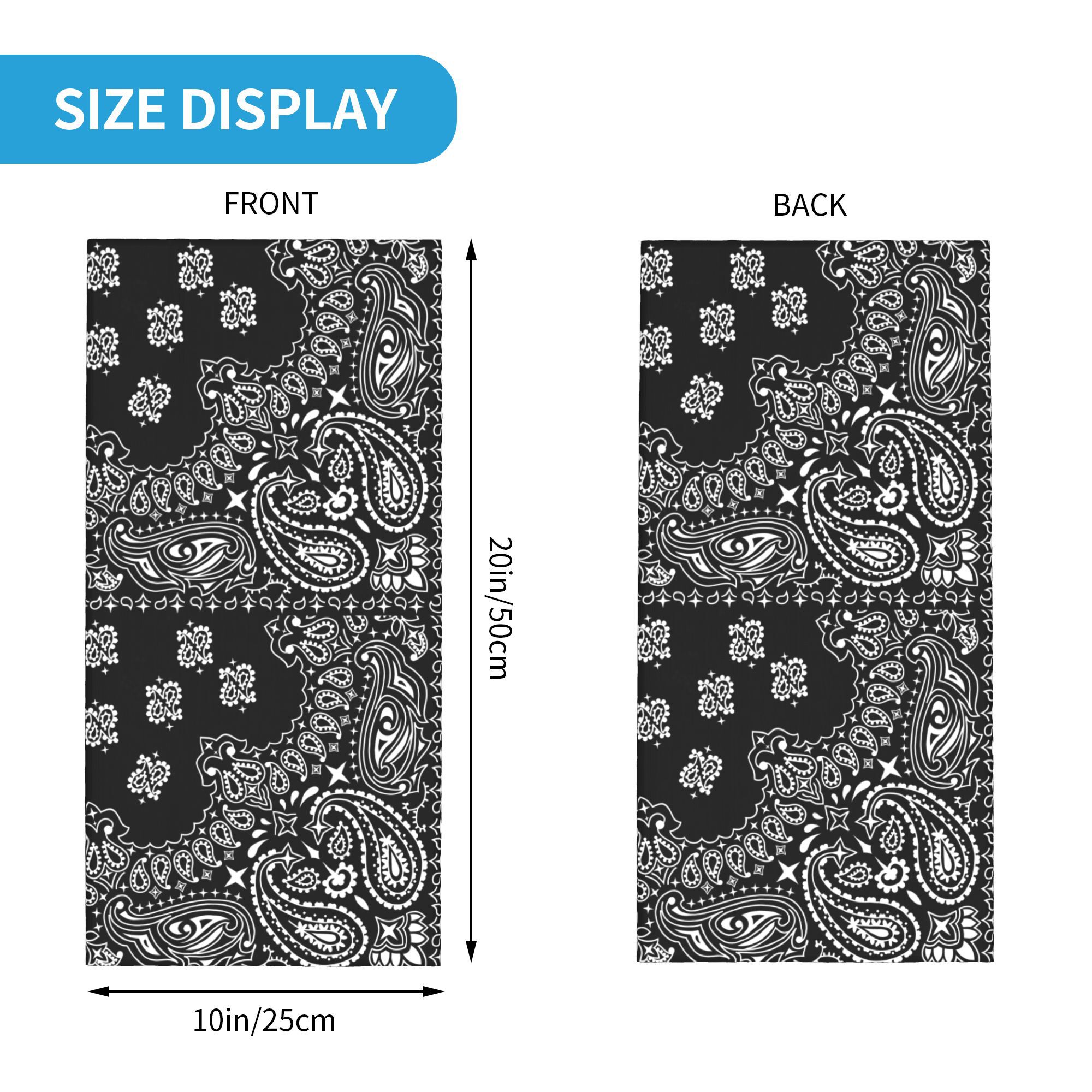 Custom Black And White Paisley - مراجعة Bandana Blank White وسعره