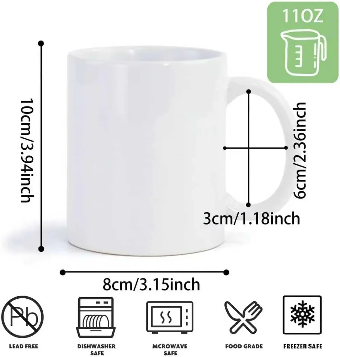 36pcs Sublimation Mugs, 11oz W - مراجعة Sublimation Mug White وسعره