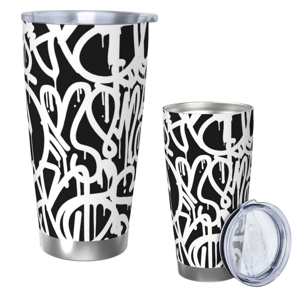 Black And White Graffiti Stain - مراجعة Tumbler 20Oz White وسعره