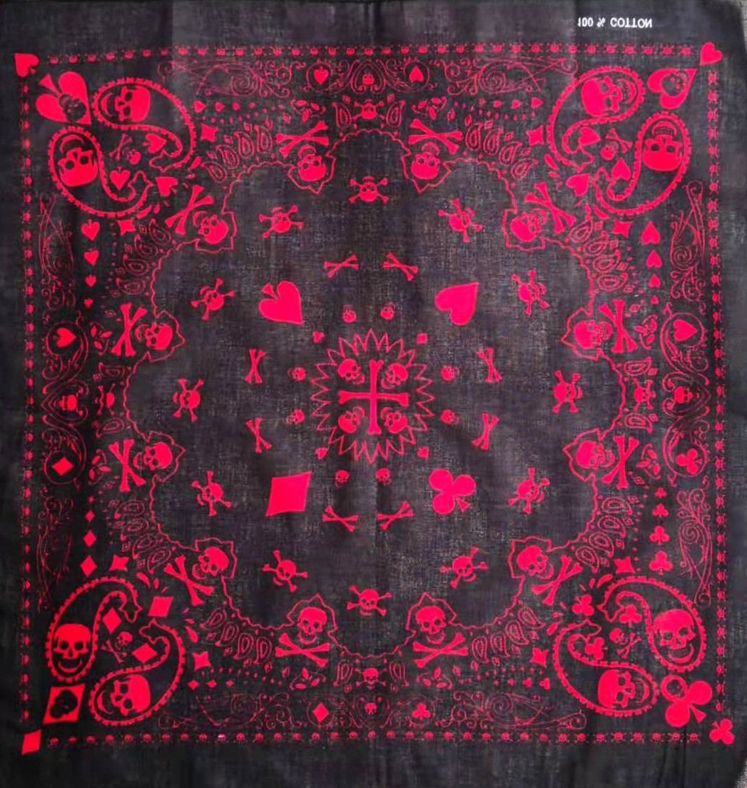 55cm White Black Red Skull Pok - مراجعة Bandana Blank White وسعره