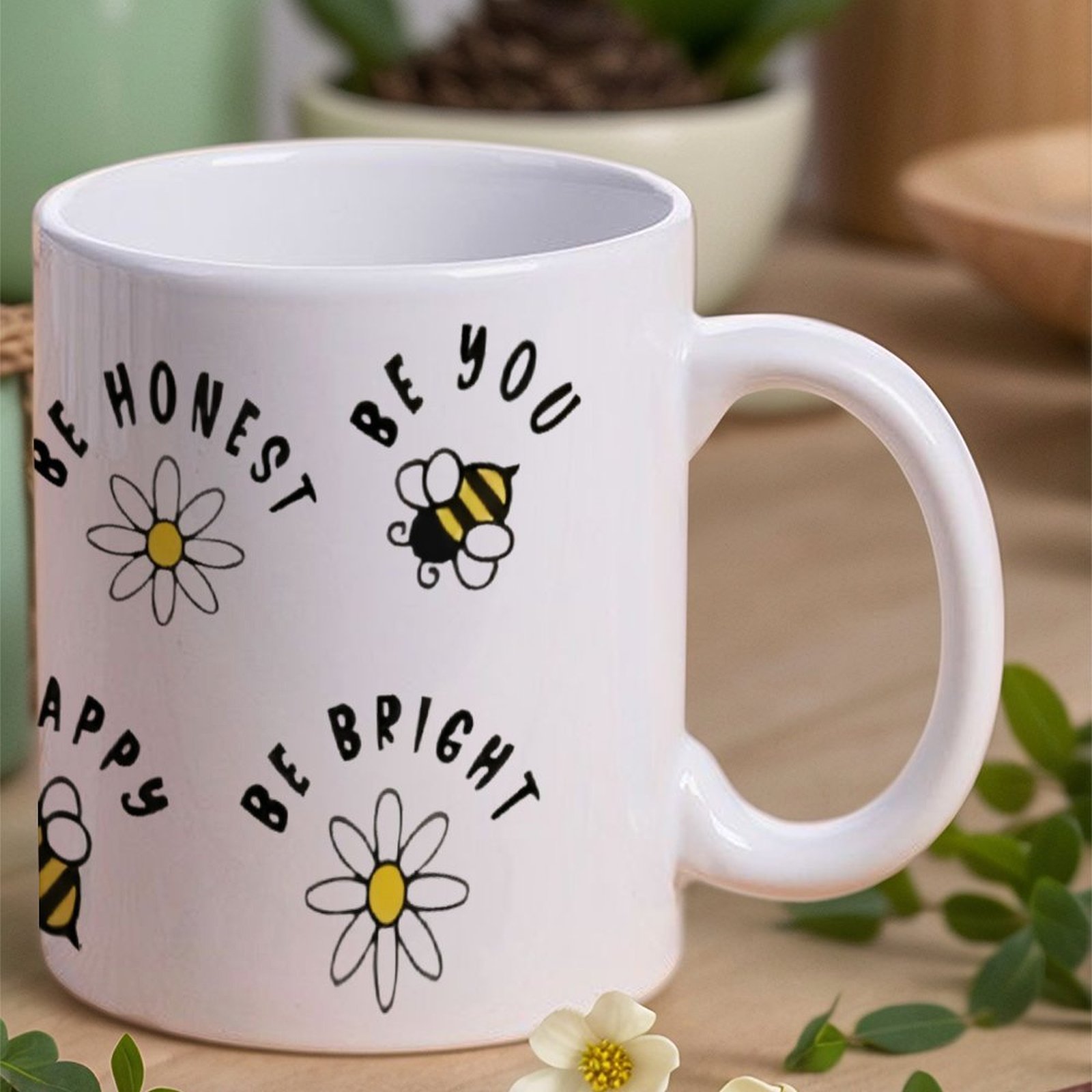 Four Stickers With Bees And Da - مراجعة Sublimation Mug White وسعره