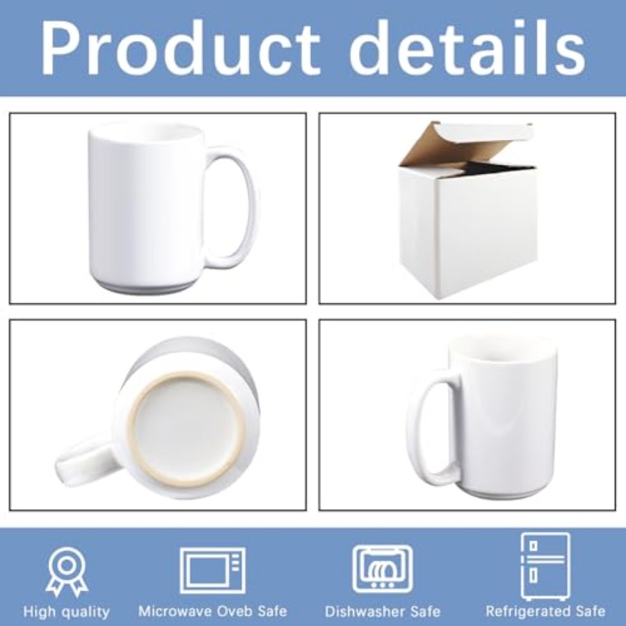 15 PACK 15 oz sublimation mugs - مراجعة Sublimation Mug White وسعره