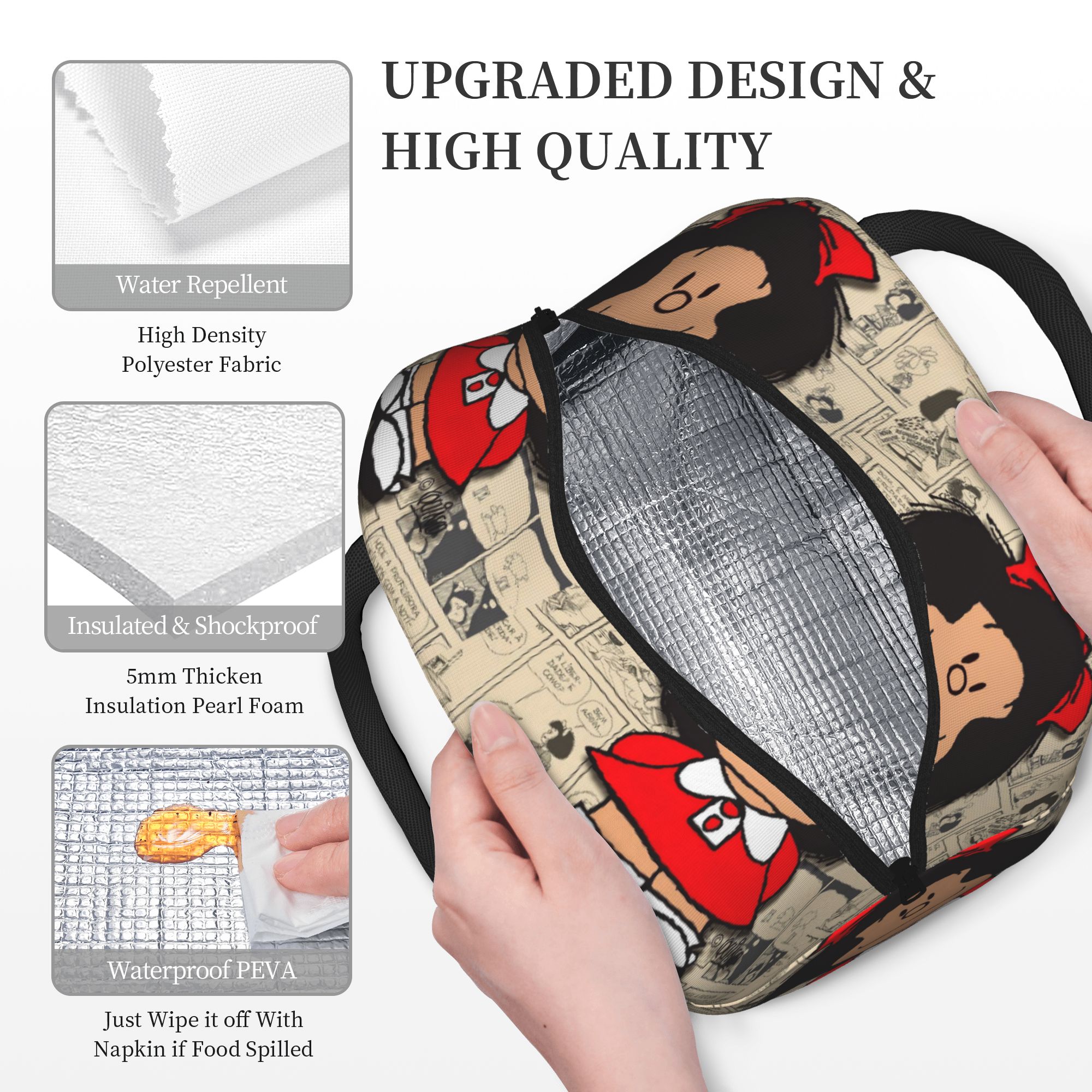 Mafalda Comic Insulated Lunch  - مراجعة Tote Bag Sublimation وسعره