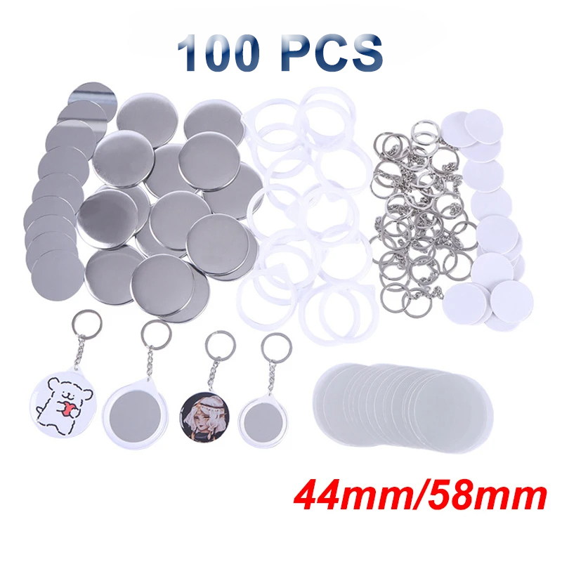 New 100PCS Key Ring Mirror Bla - مراجعة Button Badge Blank وسعره