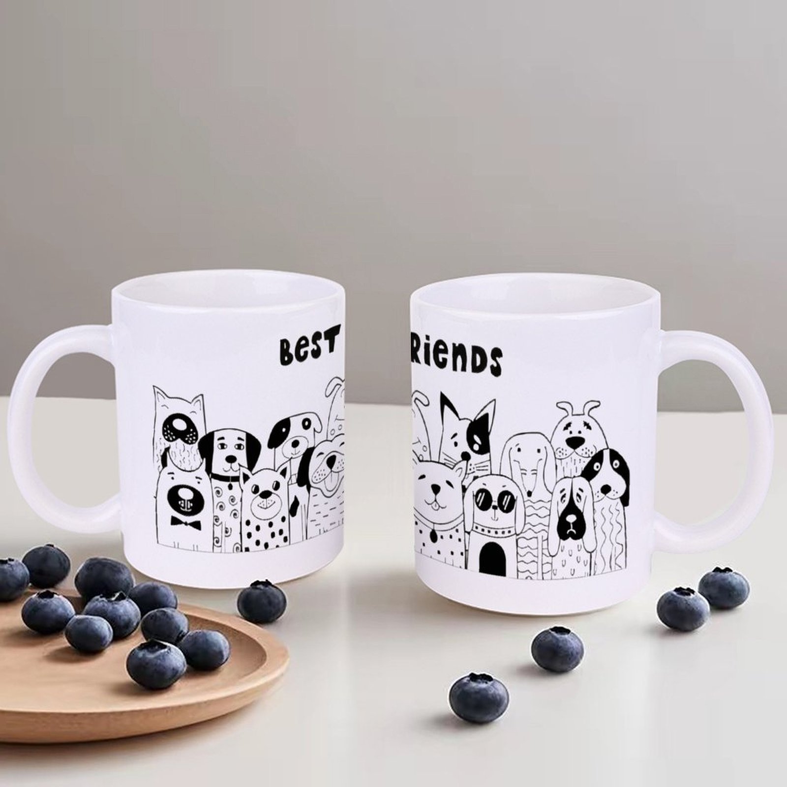 Illustration Of Dogs With The  - مراجعة Sublimation Mug White وسعره