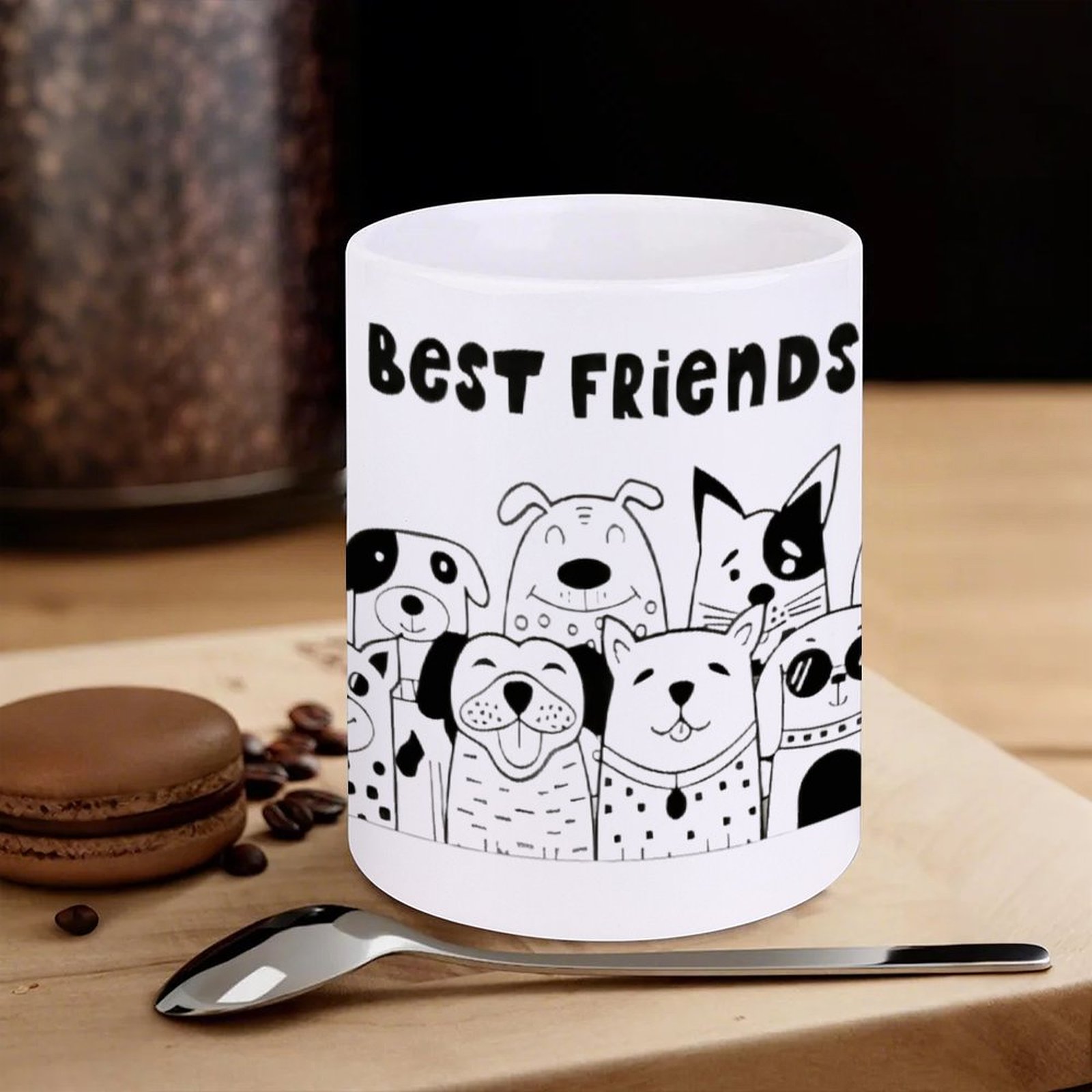 Illustration Of Dogs With The  - مراجعة Sublimation Mug White وسعره